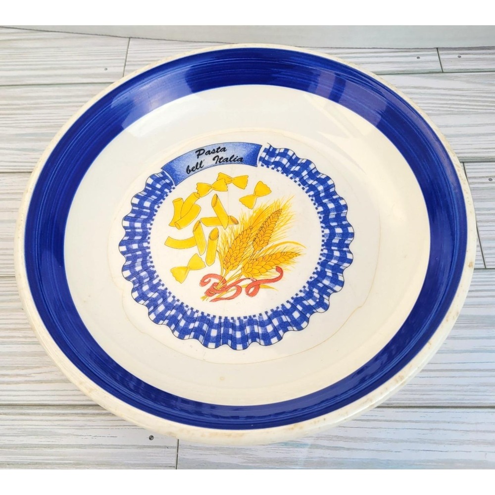 Vintage Tre Ci Plate Pasta Del Mondo Blue Border Italian Kitchen Decor